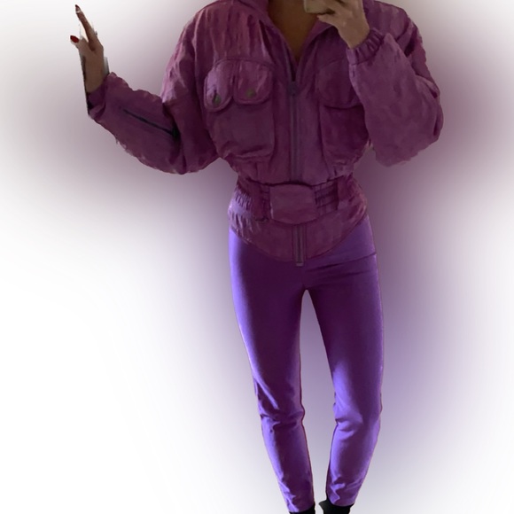 Vintage Nils Skiwear One Piece Ski Suit Pink Purple Size 4, Retro Eighties - Picture 5 of 5